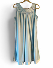Vintage 90s Women s Blue Full Slip Nightgown Size M