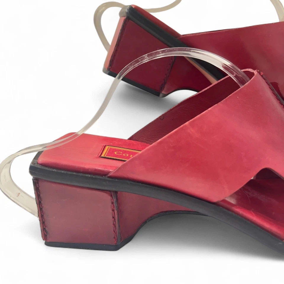 Sandálias vintage Cole Haan de couro vermelho salto bloco – Tamanho 8,5 B (adequado para 9), salto de 2′′ - Imagem 4 de 4