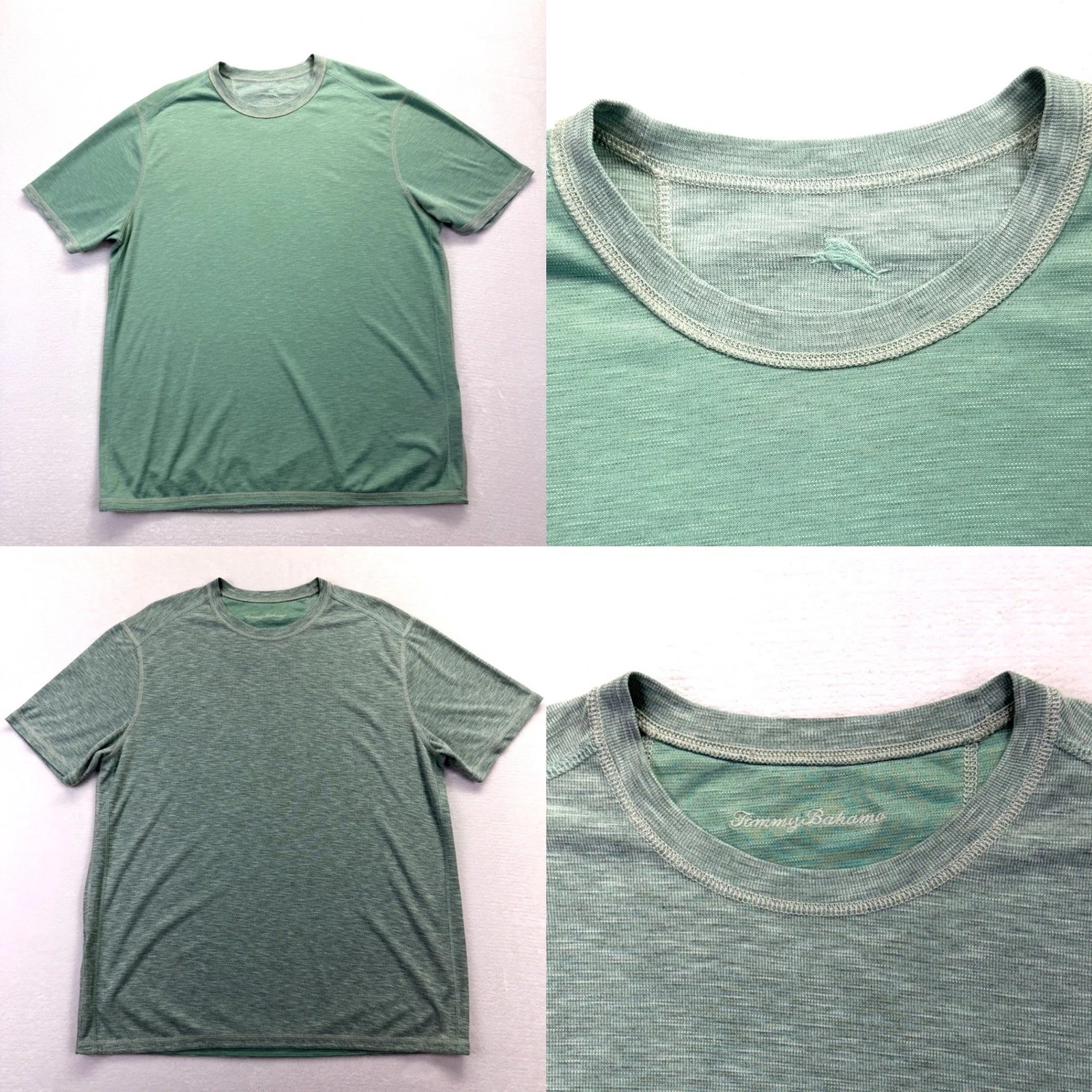 Tommy Bahama Mens Green Reversible Coolmax Tencel Short Sleeve T-Shirt Size XL