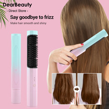 Straightening Comb Rechargeable Hair Wireless Straightener Curler Curling Straig