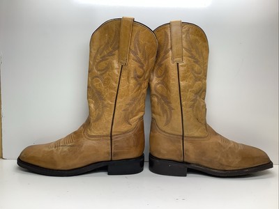 MENS MASTERSON BOOT CO COWBOY BROWN SQ TOE BOOTS SIZE 9.5 D  display picture 1