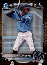 2025 Bowman #BCP-19 Fabian Lopez 1st Chrome Prospects Reptilian Refractor