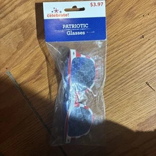 USA Patriotic Sunglasses Red, White, And Blue Stars On Lenses 4th Of July Party