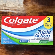 Colgate Triple Action Fluoride Toothpaste Mint 3 Pack 6 oz Each 1.00 per gallon