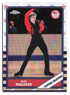 2026 Topps Chrome Winter Olympics Ilia Malinin 1986 USA Flag Refractor RC /76