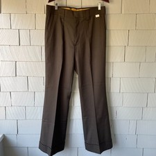 70s Vintage Deadstock Farah Brown Twill Mens Flared Pant Original Tags NOS 36x33