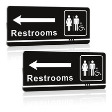 2 Pack Restroom Sign, 9 x 4 Inch Acrylic Bathroom Sign for Business Men Women...