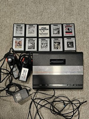 Atari 7800 console with 10 7800 games and two controllers. Tested, Works Great