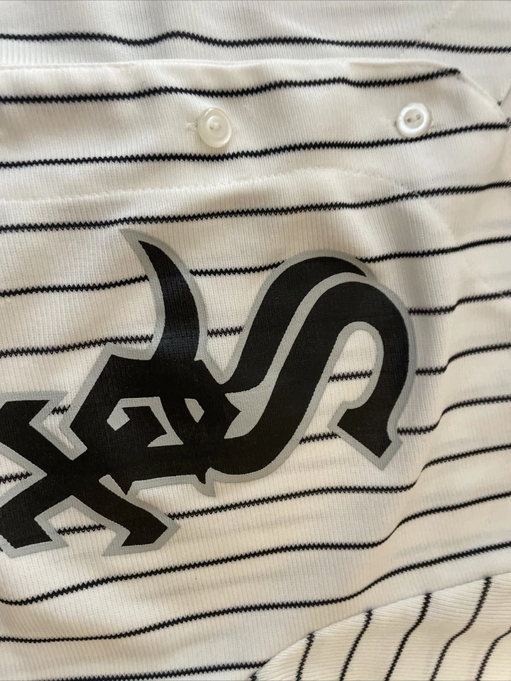 Винтажная футболка Chicago White Sox Jersey L Rawlings с белыми булавками и полосками на пуговицах - Изображение 3 из 4