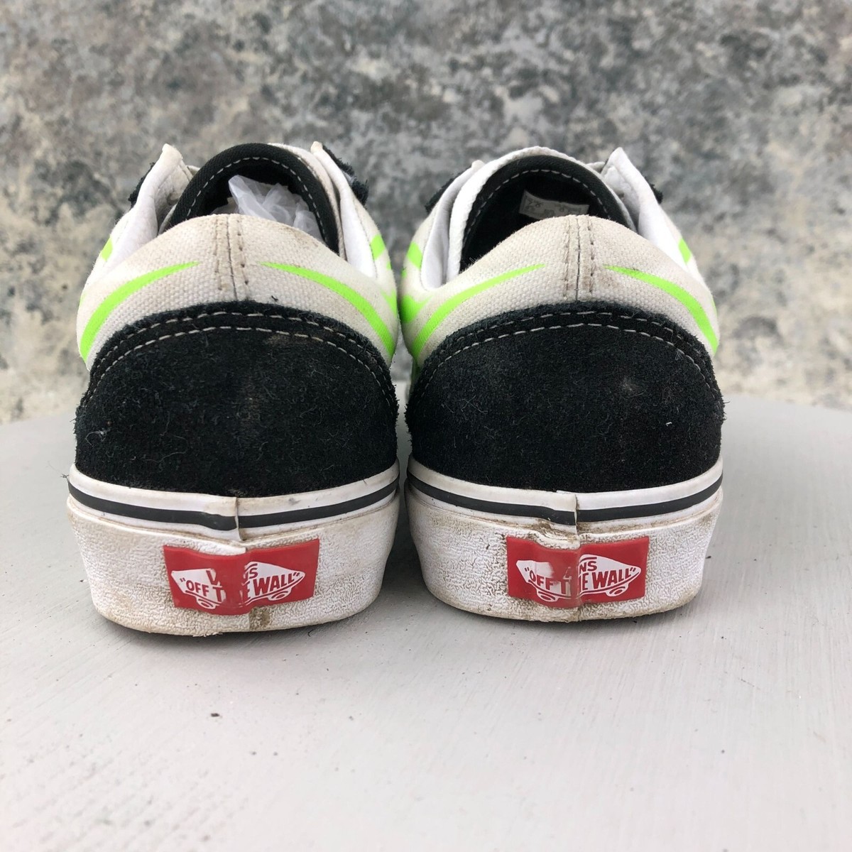 Vans Unisex 7M 8.5W Old Skool Flame Black Green Leather Low Top