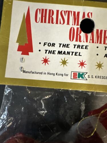 Kresge Kmart Vintage Weihnachtsmann Weihnachtsschmuck Kunststoff beflockt Neu in Verpackung Neu aus altem Lagerbestand cool - Bild 10 von 18