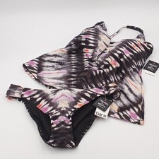 Conjunto de parte inferior Tankini Hipster Bar III para mujer pequeño teñido con tinta con cuello profundo gris S