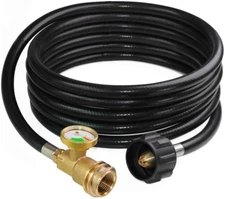 12 Ft Propane Tank Hose Extension with Gauge Replacement for Gas Grill, Heater a