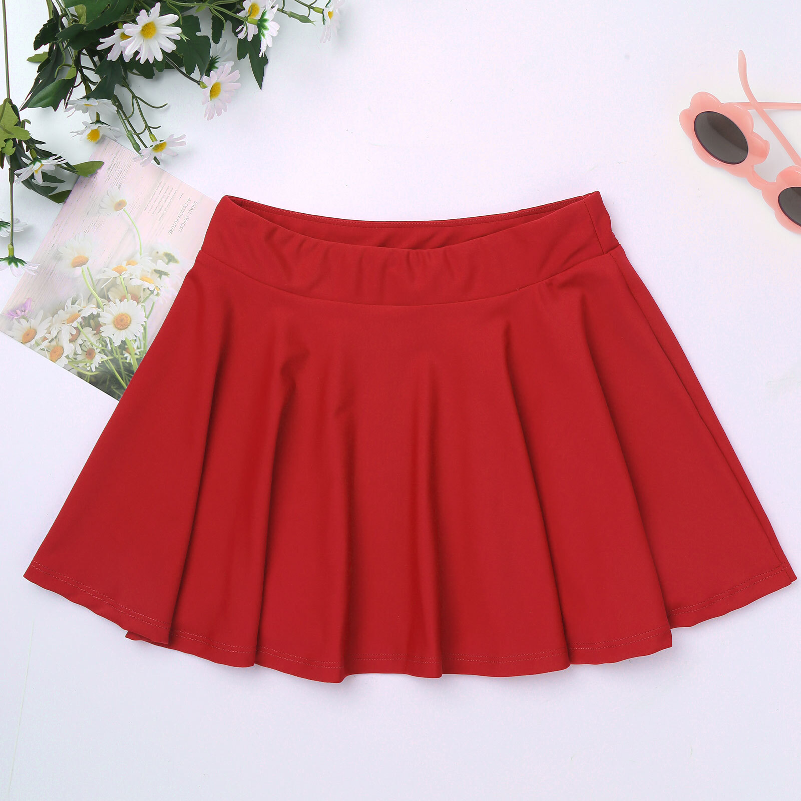 Kids Girls Flared Casual Mini Skater Skirt Pleated A-line Ruffle School ...