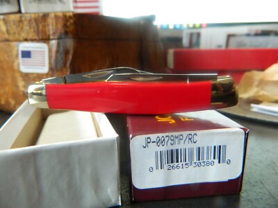 PRIMBLE KNIFE 3 3/8'' STOCKMAN 3 BLADES HC STAINLES CUSTOM HANDLE DARK RED CORAL