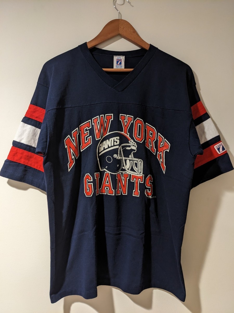 Vintage 90s Logo 7 New York Giants NFL Football 3/4 Sleeve Large
