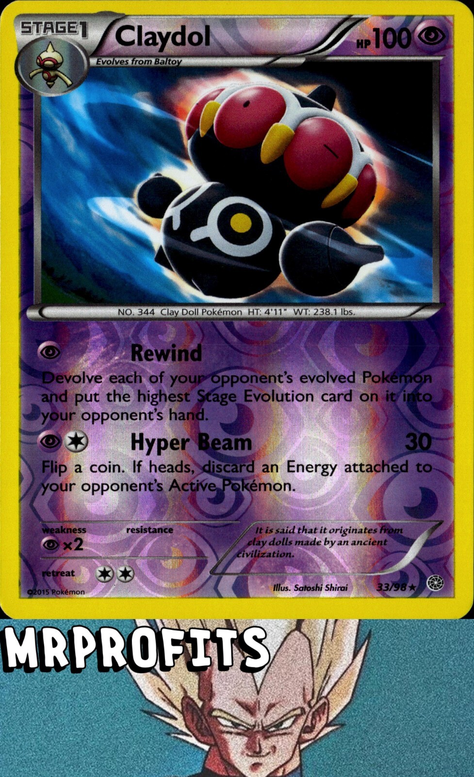 Claydol 33/98 Ancient Origins Reverse Holo Rare Pokemon Card LP/NM ✅