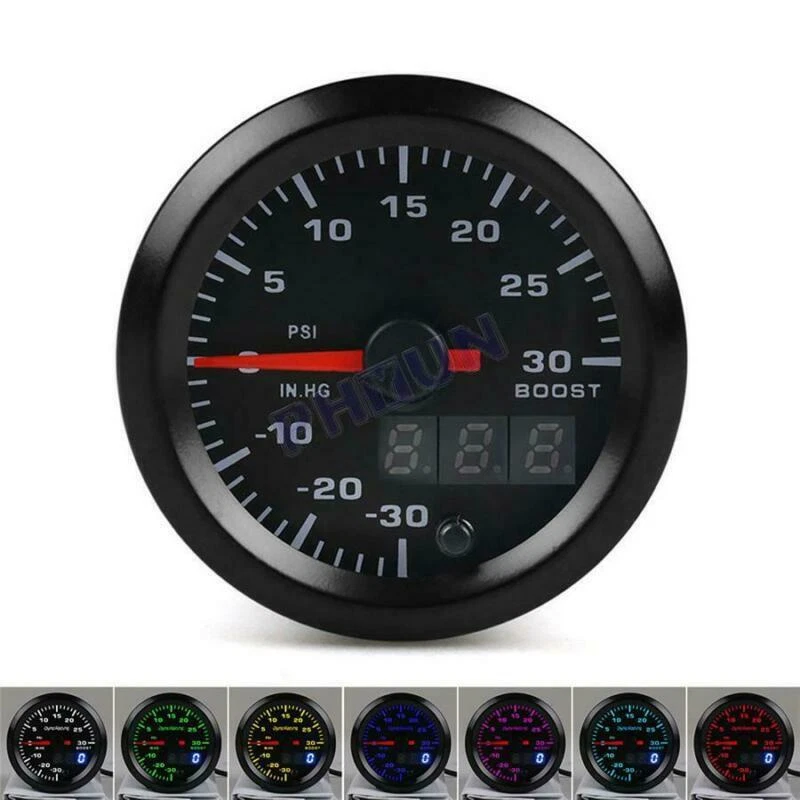 52mm Digital & Pointer 7 Colors LED 12V Car Turbo Boost Meter Psi Pressure Gauge - Image 4 of 4