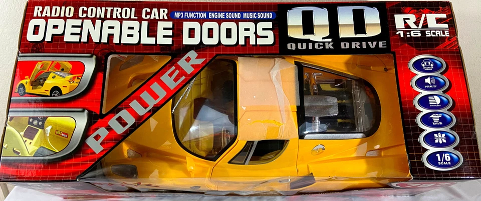 RADIO CONTROL SUPER PFISTER COCHE DEPORTIVO SERIE AMARILLO, 33"X14"X11", 13 lb, Nuevo en caja Foto 2 de 4