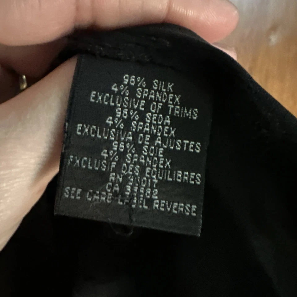 Blusa Bebe Mujer Negra 96% Seda Botón Manga Globo Talla Med Foto 4 de 4