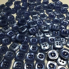 Royal/Bright Blue Shade Square Faux Shell Poly Shirt Size Button 11mm 3/8" 4hole