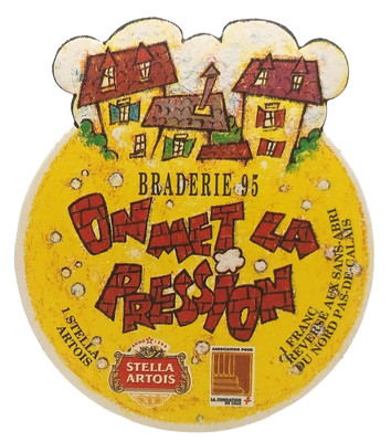 InBev Belgium Brewery On Met La Pression Beer Coaster-Leuven Belgium-IR15