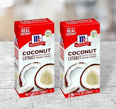 2 McCormick Coconut Extract With Real Coconut 1 fl oz Each~Non-GMO