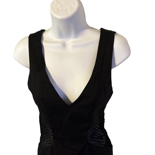 Tobi blue sleeveless deep V mesh panel lined dress size XS - Picture 6 of 8