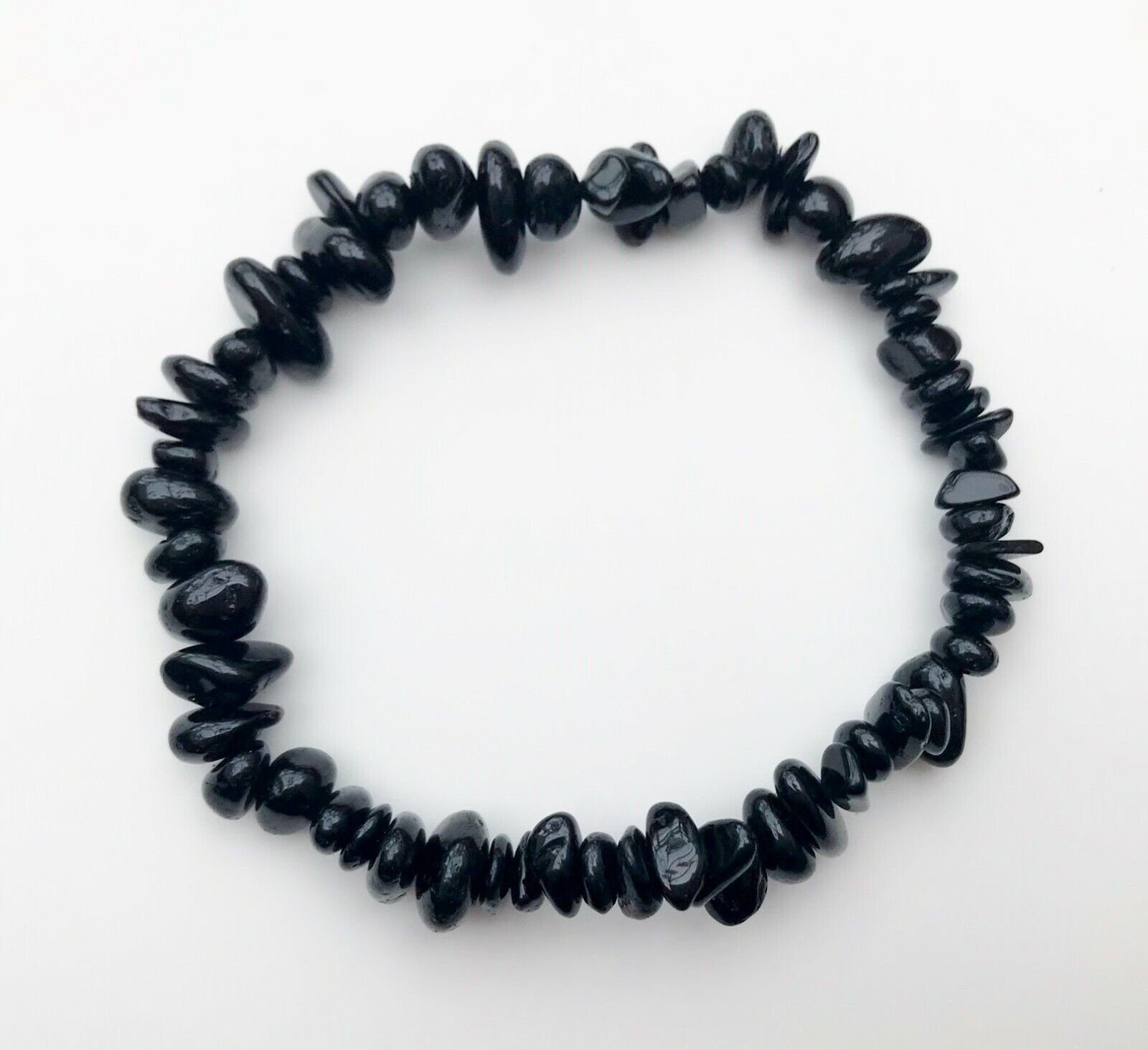 A Grade Black Tourmaline Crystal Chip Bracelet - Reiki Charged - Protection