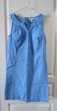 LOFT 100% Cotton Solid Lt Blue V-Neck Sleeveless Knee Length Pencil Dress Size 4