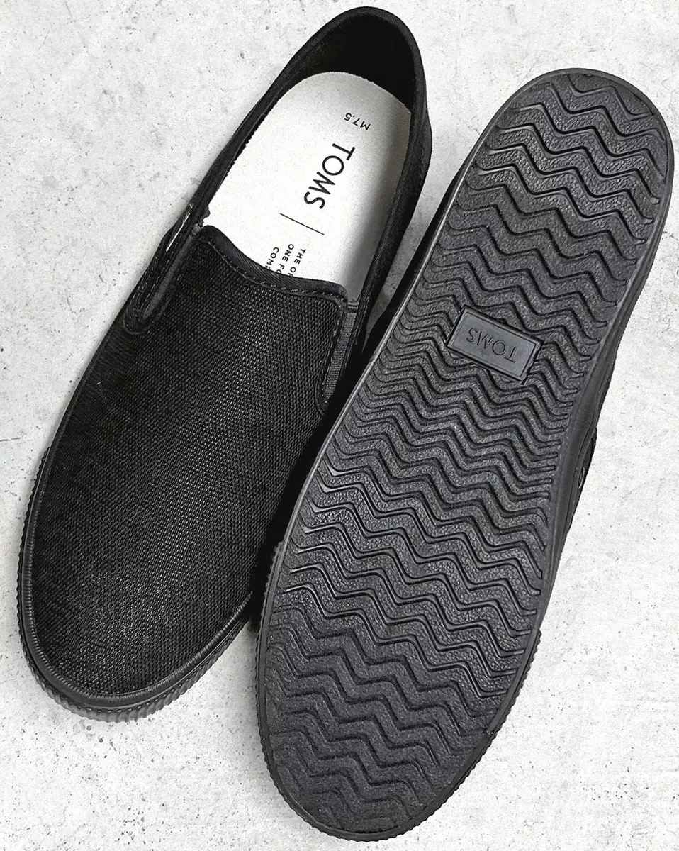 TOMS Baja Heritage Canvas All Black Slip On Sneakers Men s Size