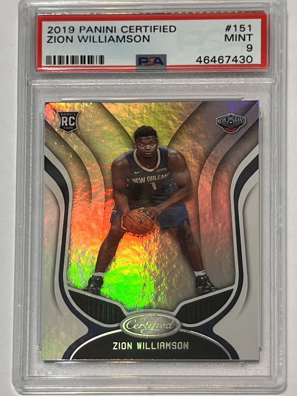 2019 Panini Certified Zion Williamson #151 RC PSA 9 Pelicans