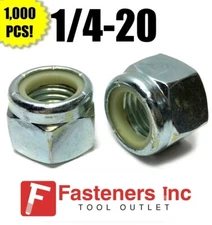 (Qty 1000) 1/4-20 Nylon Insert Lock Nuts Nylock Zinc Plated (1,000 Pieces Total)