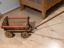 Kleiner Spielzeug Holz - Handwagen, Leiterwagen alt, antik (DDR?)