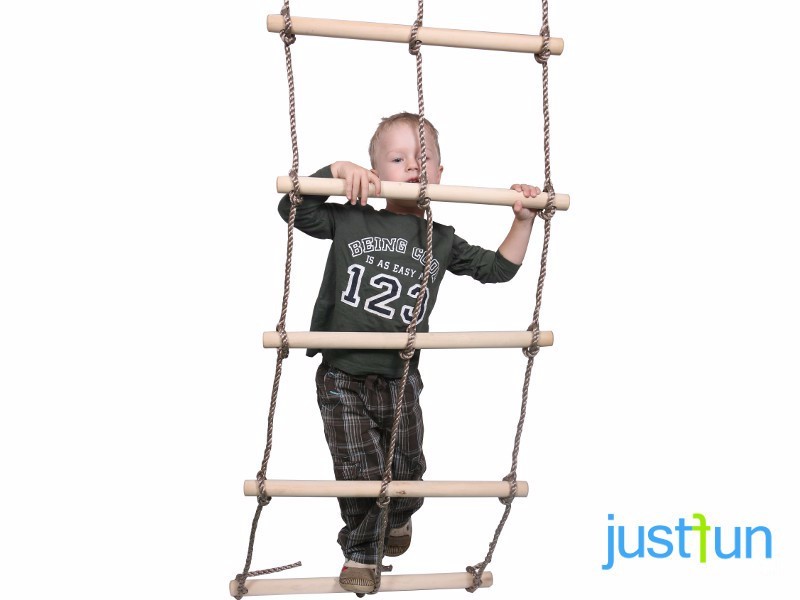 Doppelstrickleiter Con 7 Varas de Madera Casa Árbol Escalar Cuerda Área Juegos