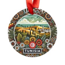 Tunisia Landscape, Tunisian Travel, Round Acrylic Ornament, Personalized Gift