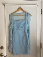 Fashion Nova Light Blue Ruched Small Dress
