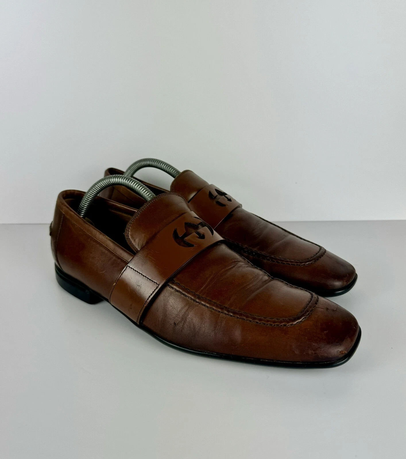 Mocassins homme Gucci cuir marron logo Mila Wimbledon pointure 6,5 chaussures