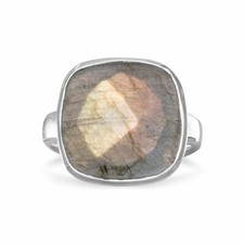 Sterling Silver Checkerboard Cut Labradorite Ring