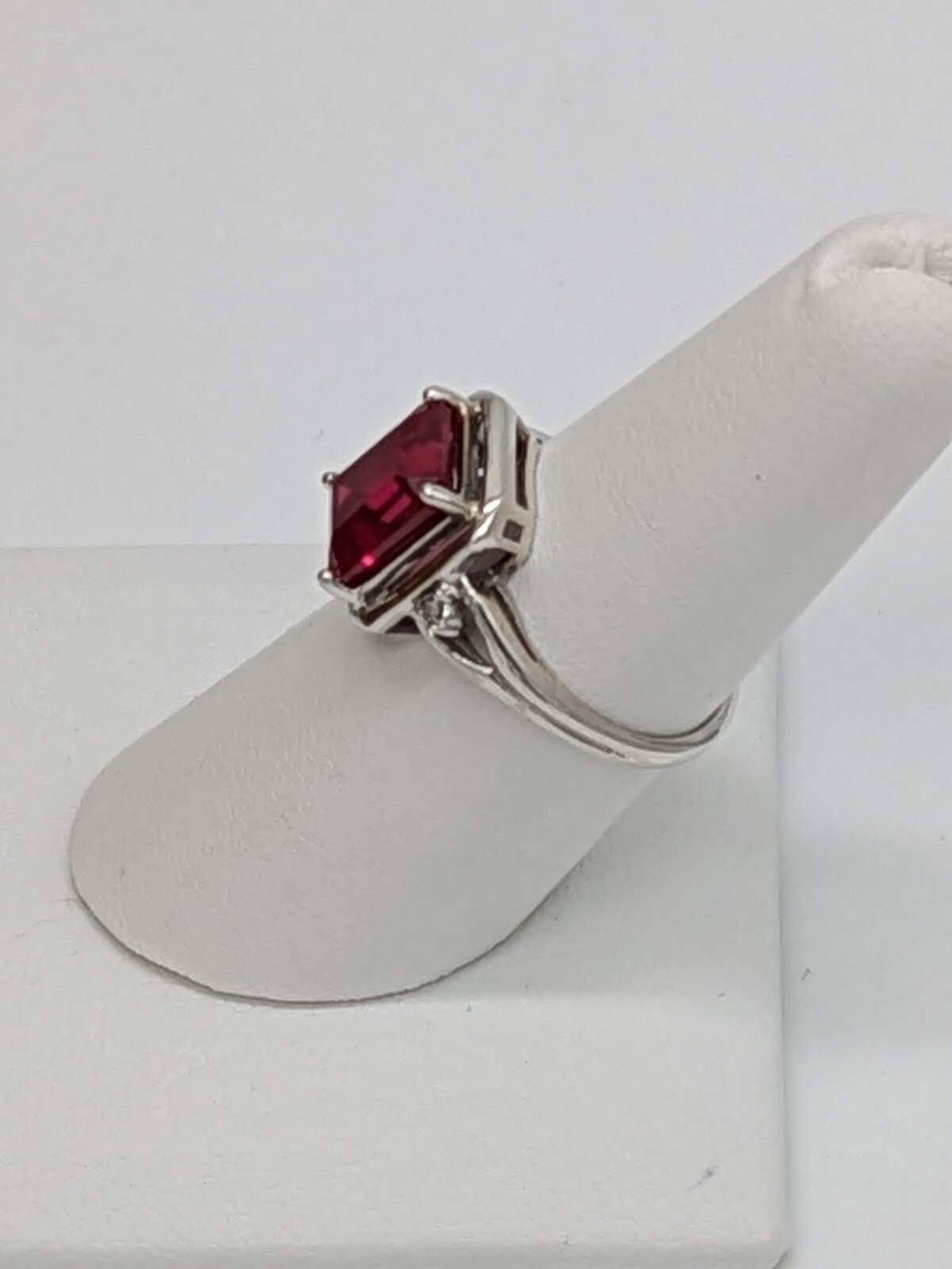 Sterling Silver Lab Created 4Ct Ruby Ring With Di… - image 2