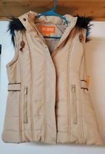 Sporto Quilted Vest Jacket In Beige Women Small  -new