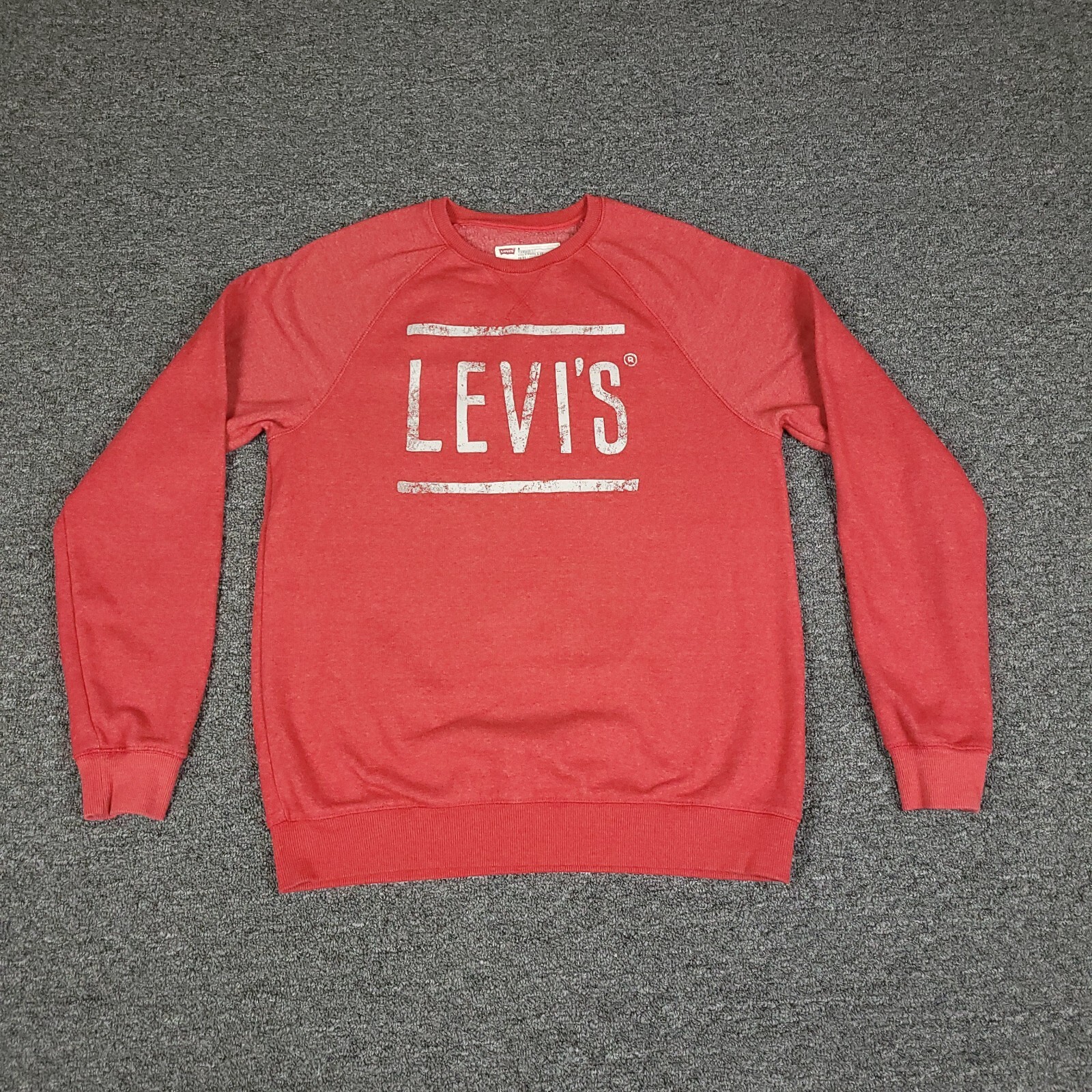 Levi's Sweatshirt Mens Medium Red Spellout Sweater Pullover Crewneck Jumper