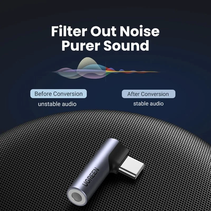 Adaptador UGREEN USB-C a 3.5mm para Xiaomi Mi 9, OnePlus 9 Pro, Huawei P30 Pro Foto 3 de 4