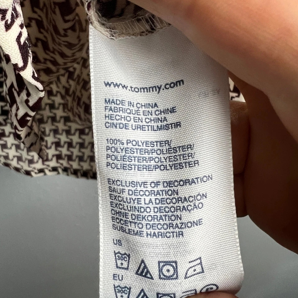 Blusa Tommy Hilfiger Pata de Gallo Geométrica Neutra Ropa de Trabajo L/SL Abotonada XL Foto 3 de 4