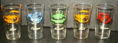 antique auto drinking glasses