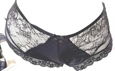 Victoria secret Rare Vintage XL Satin Open Butt Cut Out Black Cheeky Panty