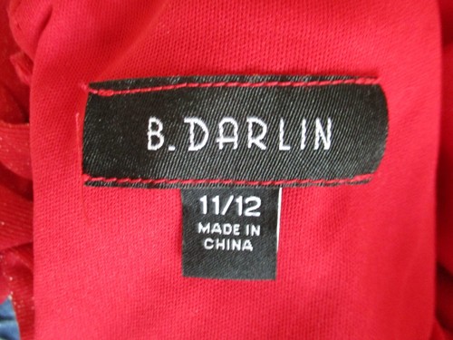 B Darlin Off The Shoulder Gown Dress 11/12 Juniors Red Metallic Shirred - Picture 9 of 9
