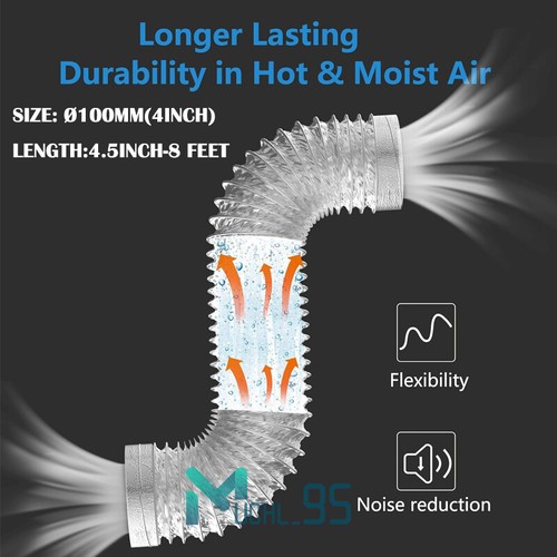 2/4PCS 4" Flexible 8 Ft Aluminum Ducting Dryer Vent Hose Non-Insulated Air Pipe - Picture 4 of 25