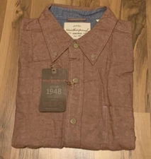 Original Weatherproof Vintage (XXL) Men Long Sleeve Button Up Shirt, Dark Rust