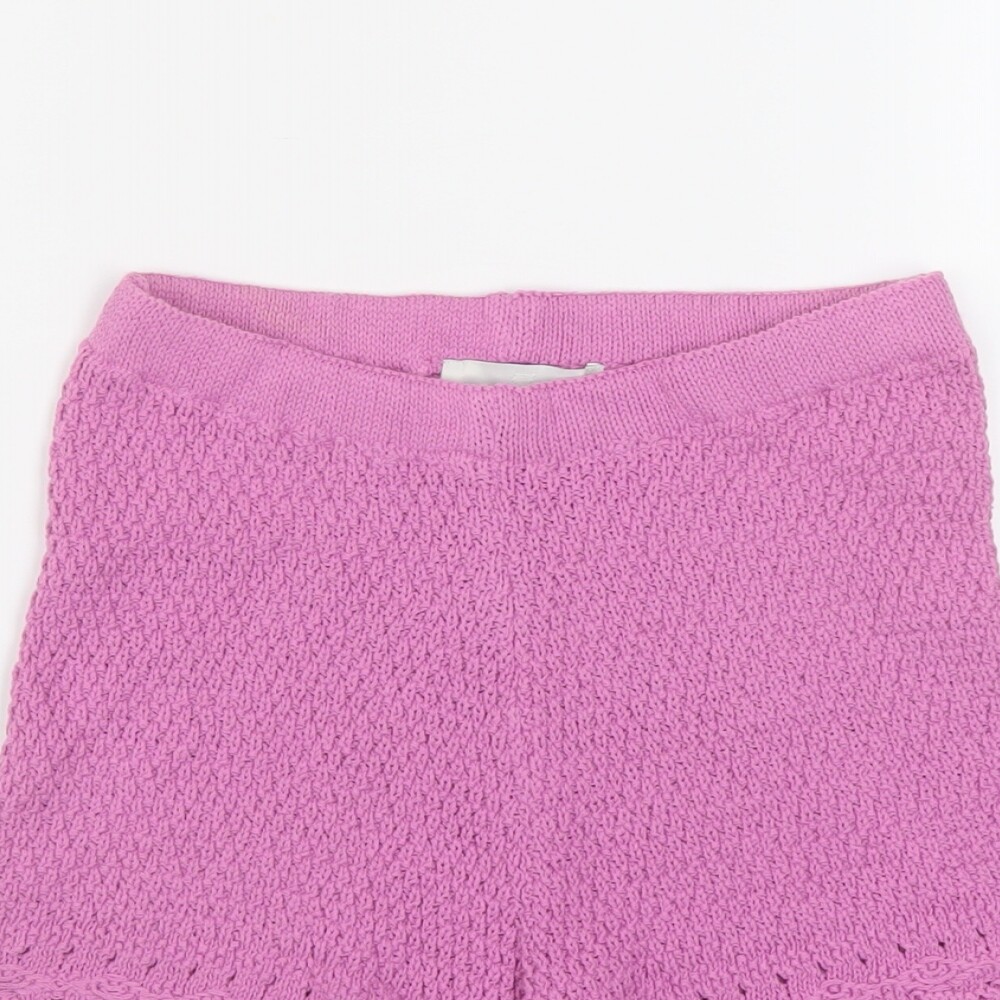 Pull&Bear Womens Purple Acrylic Basic Shorts Size… - image 3